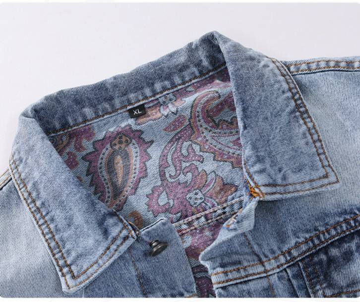 Giacca in denim stampato con fodera da uomo Douyin, calda giacca da uomo in cotone e poliestere, autunno e inverno, stile spesso, design della personalità, cardigan_voghion.com