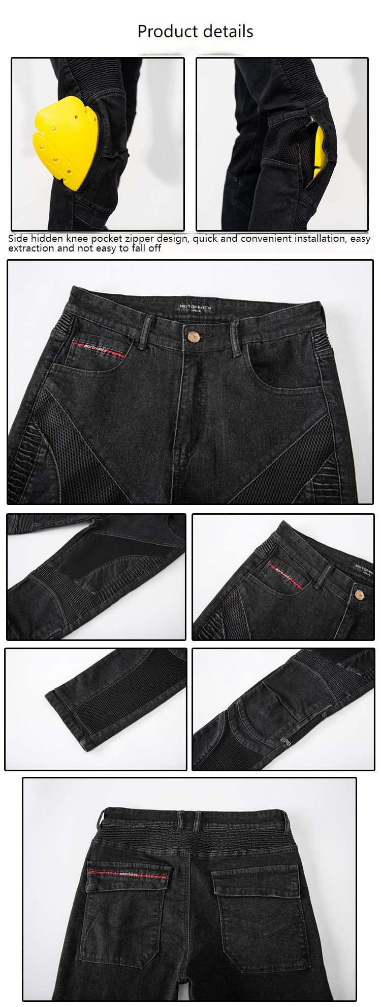 Motorradjeans für Herren – Atmungsaktive Stretch-Jeanshose mit Mesh-Futter für Motorrad und Gelände – Schwarz und Blau (S-XXXL)_voghion.com