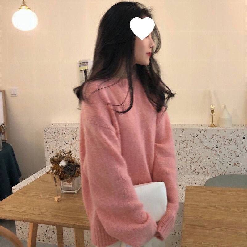 Soft Cream Yellow Knit Sweater Women's Oversized Loose Fit Round Neck Casual Elegant Winter Fall Top_voghion.com