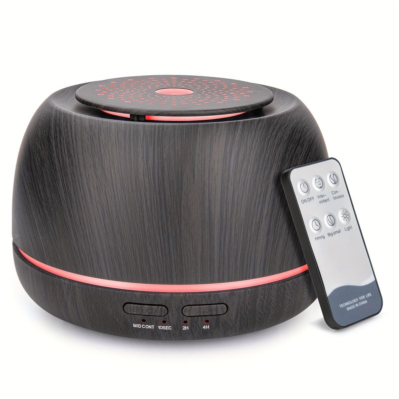 Ultrasonic 300ml Essential Oil Diffuser: Remote Control, Auto Shut-Off, 7-Color LED Lights, USB Aromatherapy For Bedroom/Office_voghion.com