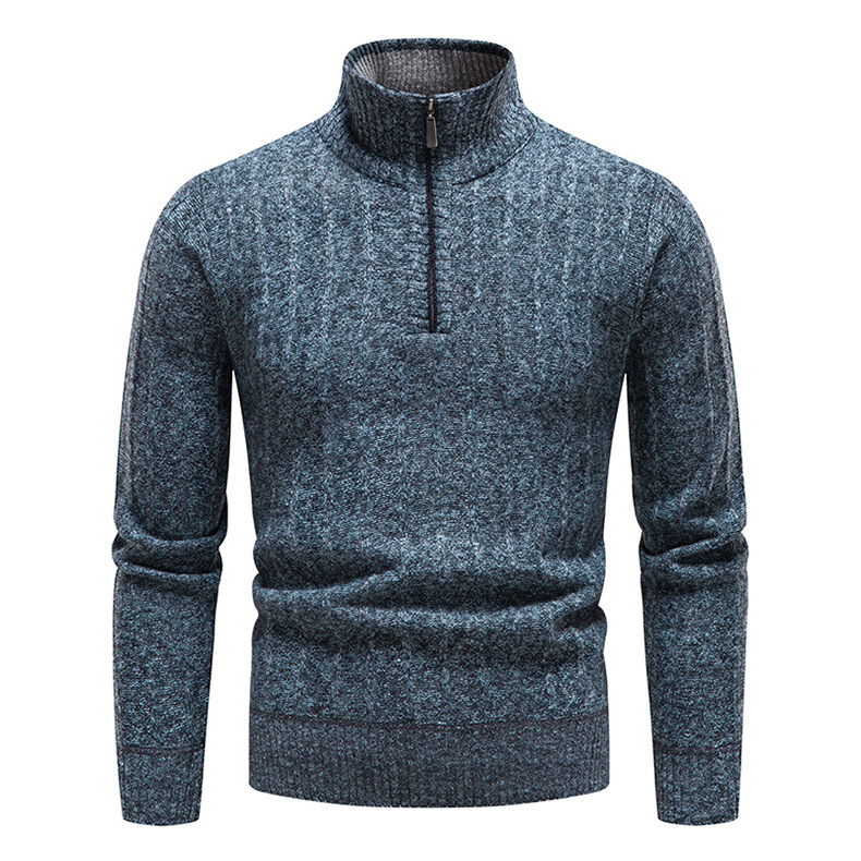 Herbst/Winter Herren-Pullover mit Stehkragen, Business-Streifen und Fleece-Pullover für Herren_voghion.com