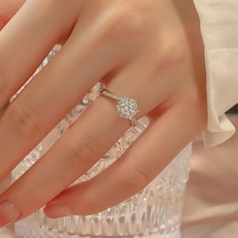 Mosang Stone Star Weaving Proposta versatile alla moda da donna, Anello aperto di alta qualità con diamante di simulazione matrimonio,_voghion.com