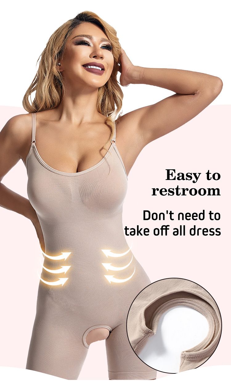 Posparum Bauchformender Bodysui Bu Lif Wais Cincher Nahtloses Plus Size Camisole Boxer Shorts Offener Schritt_voghion.com