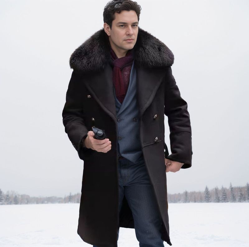 Neue casual woll einfarbig slim fit zweireiher jugend männer mantel pelz kragen_voghion.com