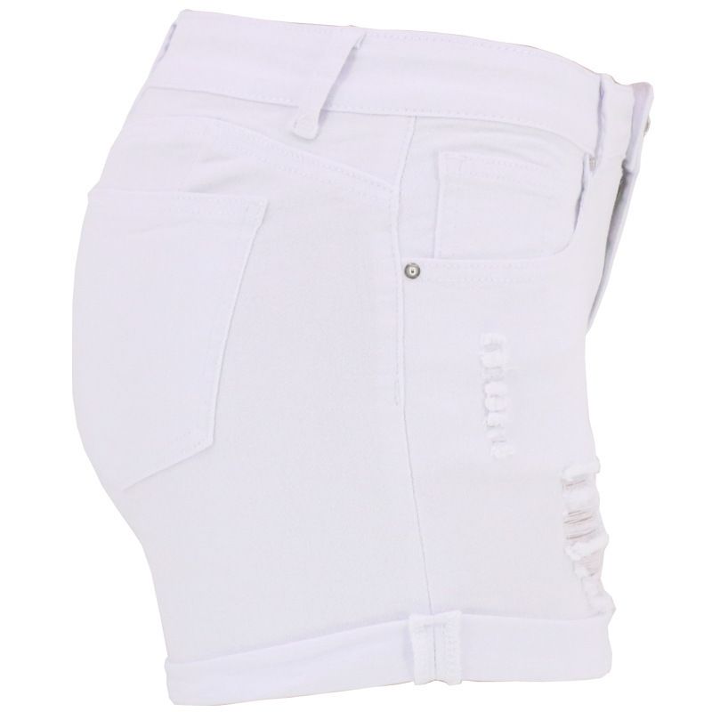 Abbigliamento donna vita alta attillata moda pantaloncini elastici alti jeans donna_voghion.com