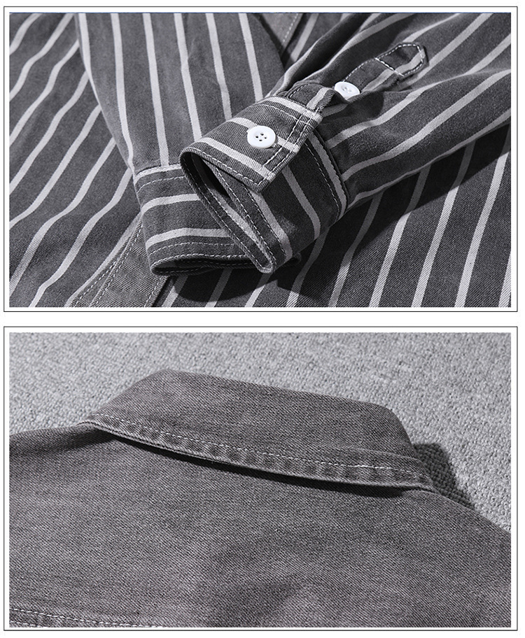 Giacca camicia casual da uomo transfrontaliera 2023 nuova camicia in denim patchwork a righe moda uomo primavera e autunno per uomo_voghion.com