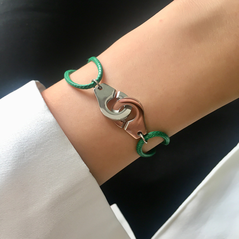 Heldig rødt armbånd håndjern sammenlåsende Valentinsdag par utvidbart farget armbånd dekorasjon_voghion.com