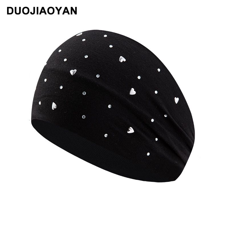 Fascia elastica con logo stampato a caldo personalizzato europeo e americano con fascia per capelli con bordo largo e strass a stella lunare_voghion.com