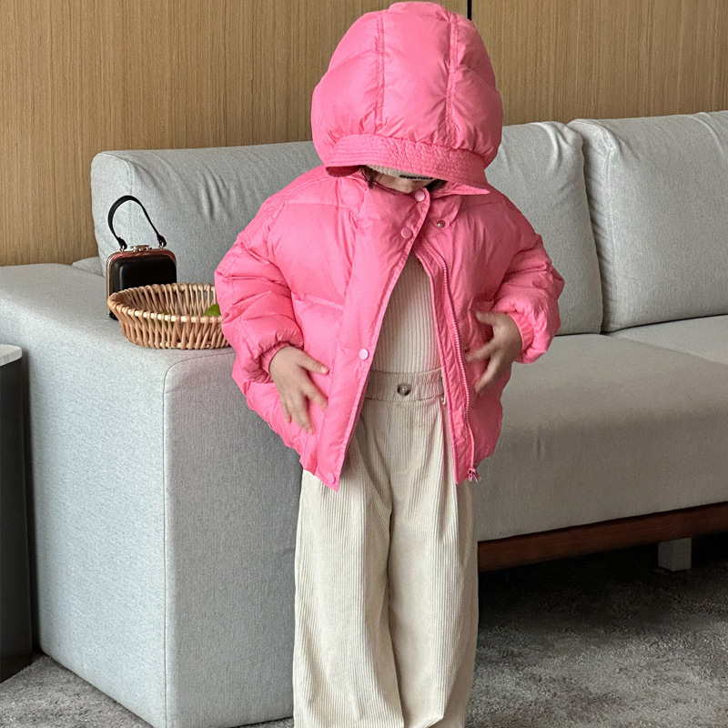 Daunenjacke für Mädchen, 90, weiße Entendaunen, dick, warm, kurz, stilvoll, Wintermantel für Kinder_voghion.com