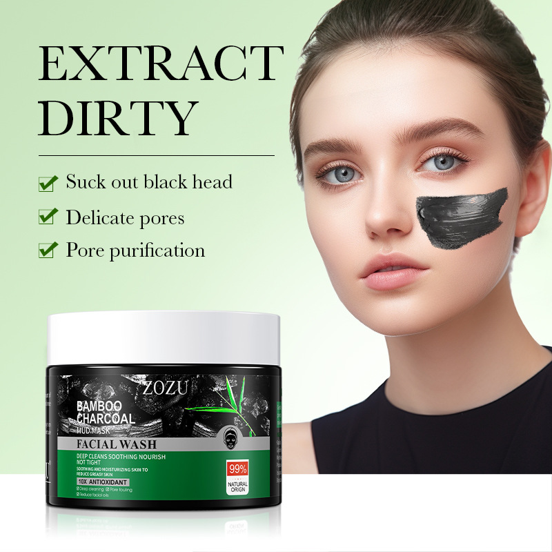 All English ZOZU Bamboo Charcoal Cleaning Oil Control Mud Film Adsorption Deep Pore Purification facial mask_voghion.com