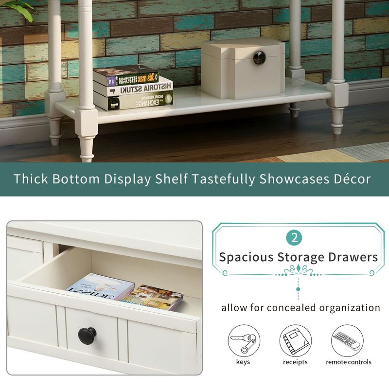Daisy Series Console Table Traditional Design With Two Drawers And Bottom Shelf_voghion.com