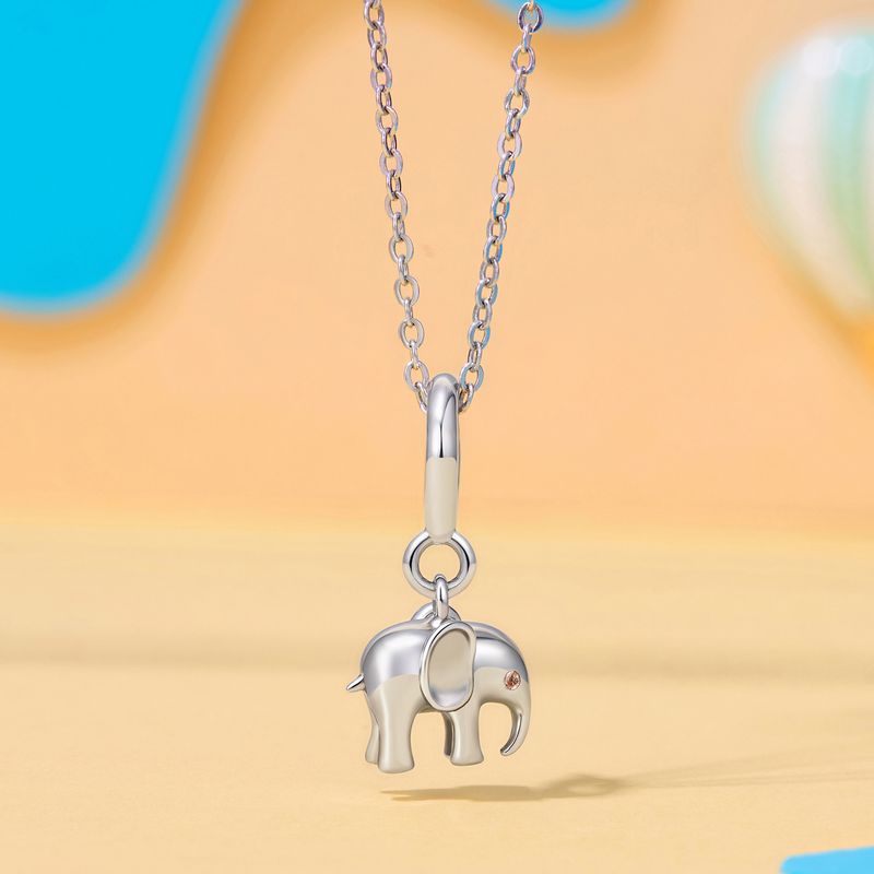 Elephant Locket Pendant Charm Sterling Silver Charm_voghion.com