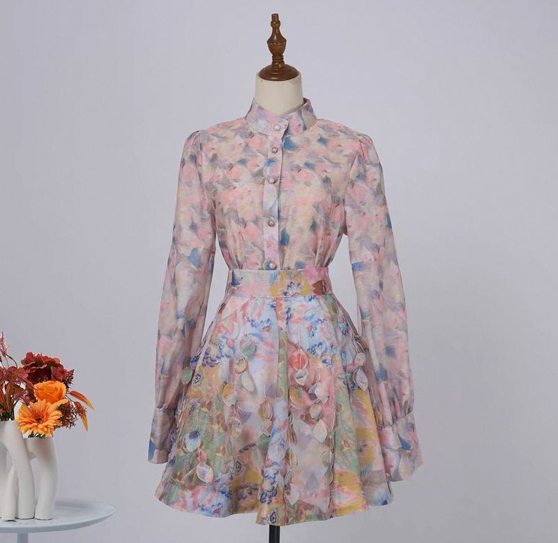 Abito da donna elegante, con stampa retrò, con fiori e perline, completo due pezzi, top e gonna lunga_voghion.com
