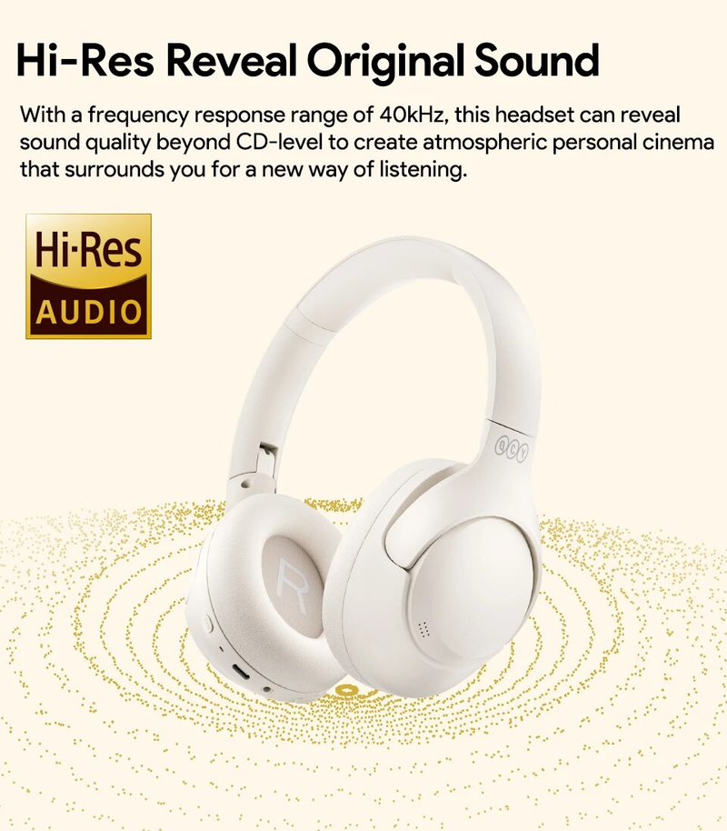 QCY H3 ANC Wireless Headphones Bluetooth 5.4 Hi-Res Audio Over Ear Headset 43dB Hybrid Active Noise Cancellation_voghion.com