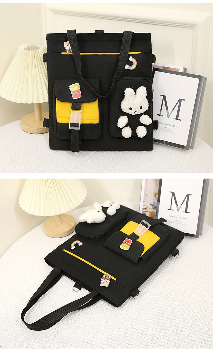 Children's Tutoring Bag Primary And Secondary School Students Portable Single Shoulder Art Bag Crossbody Backpack Contrast Color Cartoon Learning Bag_voghion.com