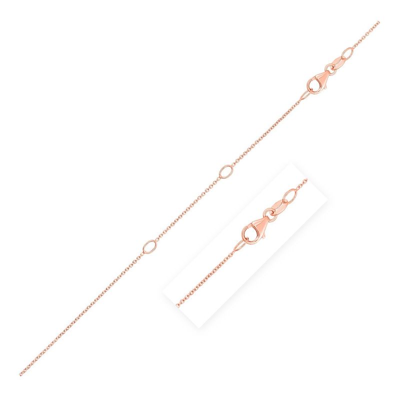 Double Extendable Cable Chain in 14k Rose Gold (0.6mm)_voghion.com