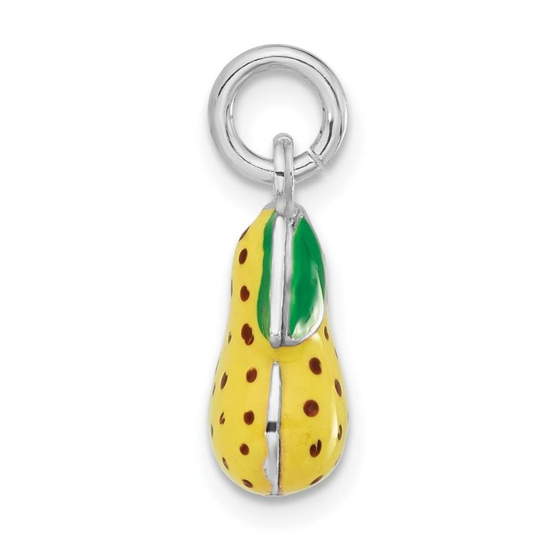 Sterling Silver 3-D Polished Enameled Pear Charm_voghion.com