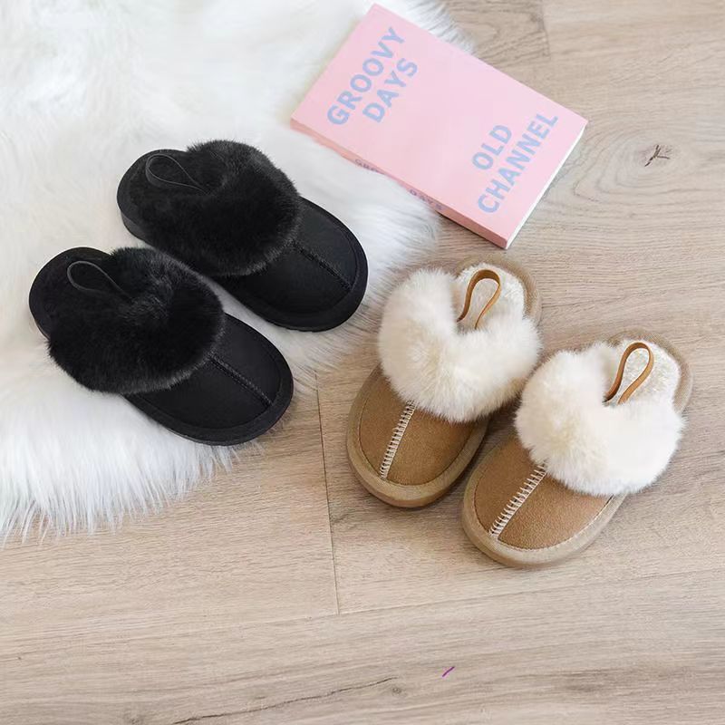Scarpe da bambino coreane in edizione invernale 2024, alla moda, in peluche, per bambine, con pantofole casual in cotone per bambini_voghion.com