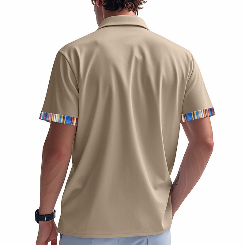 Men's Clothing TK New Summer Men's Loose Casual Light Luxury Bohemian Style Contrast Color Shirt Short Sleeved Cardigan_voghion.com