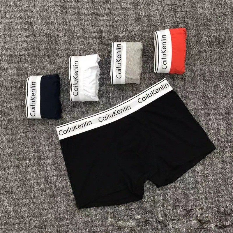 White Edge New Boxer Men's Pure Cotton Boxer Briefs Letter Solid Color Shorts Breathable_voghion.com