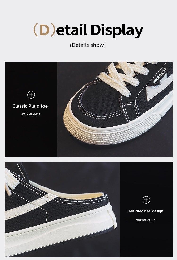 Warrior Slip-on Half Slippers Summer Canvas All-Matching Women's Shoes_voghion.com