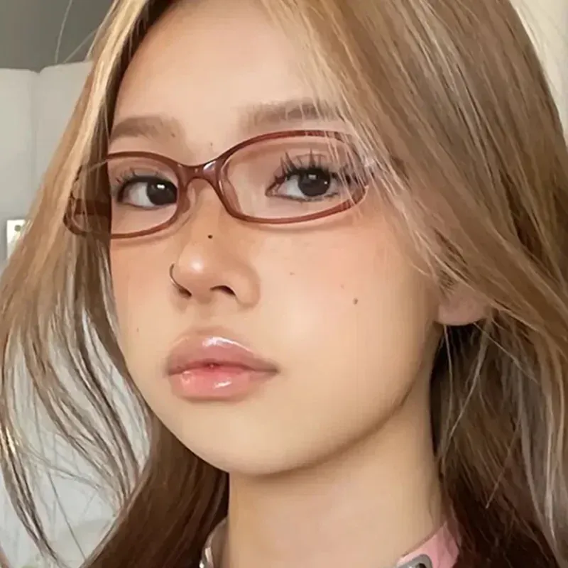 Neuheiten Y2k Frauen Retro Oval Mädchen Rot Grün Rahmen Glas Dekorative Computer Anti-Blau Brille mit Sea Ride_voghion.com