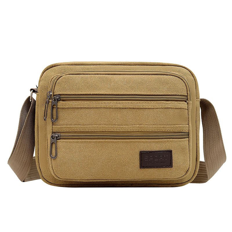 Canvas Single Shoulder With Multiple Zippers, Crossbody Men, Casual Fashion Men's Bag, Medium Size Bag For Men_voghion.com