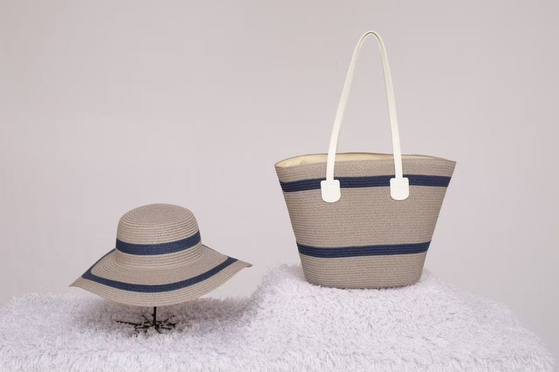 Kadın Çantaları Büyük Kapasiteli Dokuma Çanta Kadınlar İçin Yeni Çizgili Moda Omuz Çantası Yüksek Dereceli Hasır Dokuma Kadın Çantası Tote Çanta_voghion.com