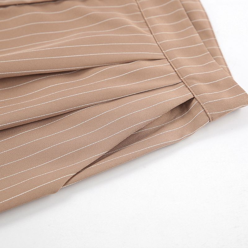 Sexy Temperament breiter Schultergurt V-Ausschnitt ärmellose Weste mittlere Taille schmale Hose mit weitem Bein zweiteiliger Freizeitanzug_voghion.com