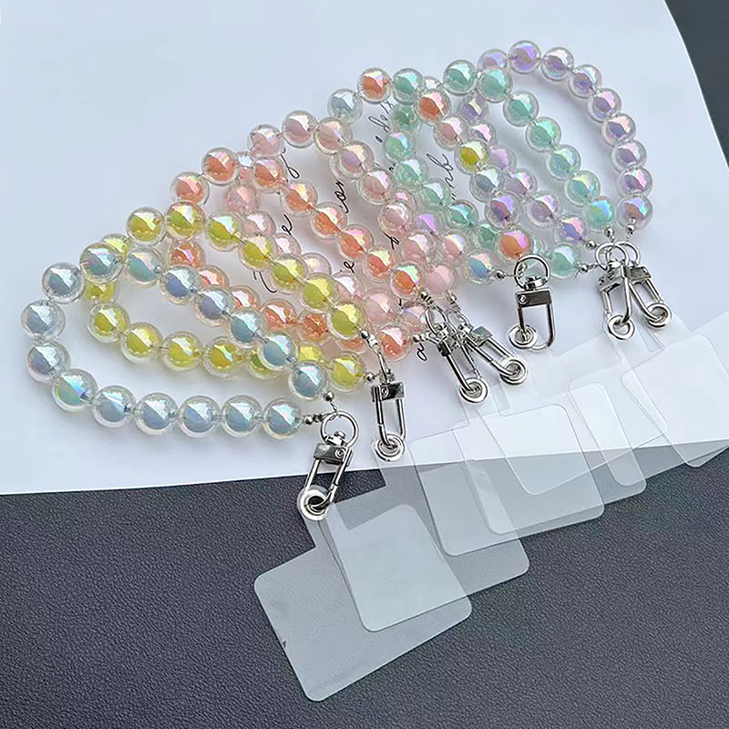 Short Pearl Lanyard Fashion Rhinestone Pendant Mobile Phone Lanyard Hand-woven Wrist Strap Back Case Anti-lost Lanyard_voghion.com