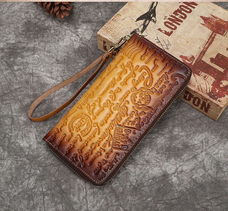 Portafoglio da donna vintage con pelle di mucca goffrata sullo strato superiore, portamonete inglese_voghion.com