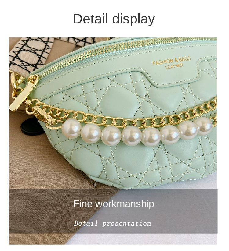Dobbeltrem perlekæde brysttaske 2023 sommer ny ultralet sportsløb diamanttaske kvinder enkelt skulder crossbody_voghion.com