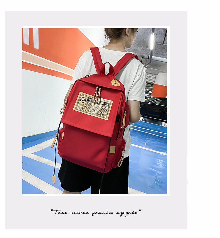 Canvas backpack large capacity travel computer men's backpack couple collegiate style female high school college student school bag_voghion.com