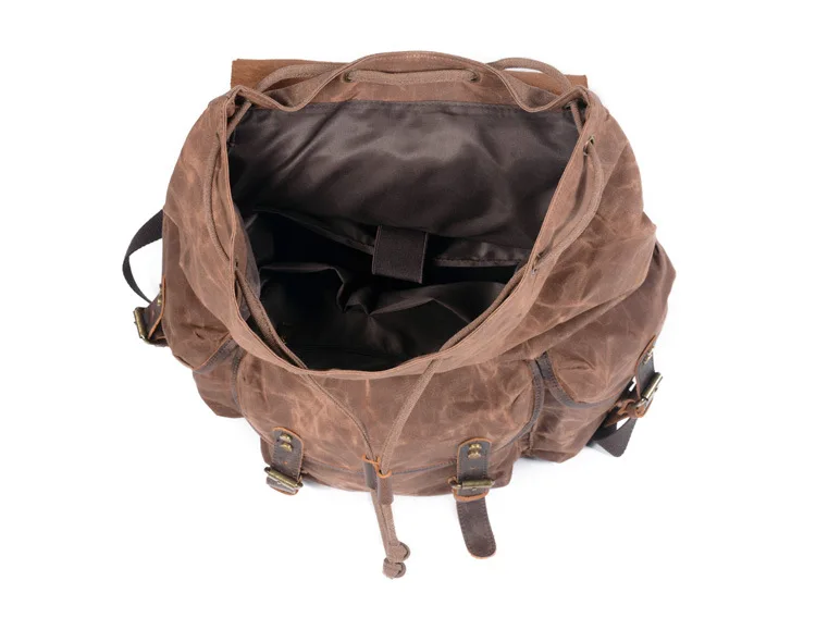 Mochila para cámara SLR impermeable de lona encerada multiusos El compartimento para cámara desmontable independiente es adecuado para viajes, Leis_voghion.com