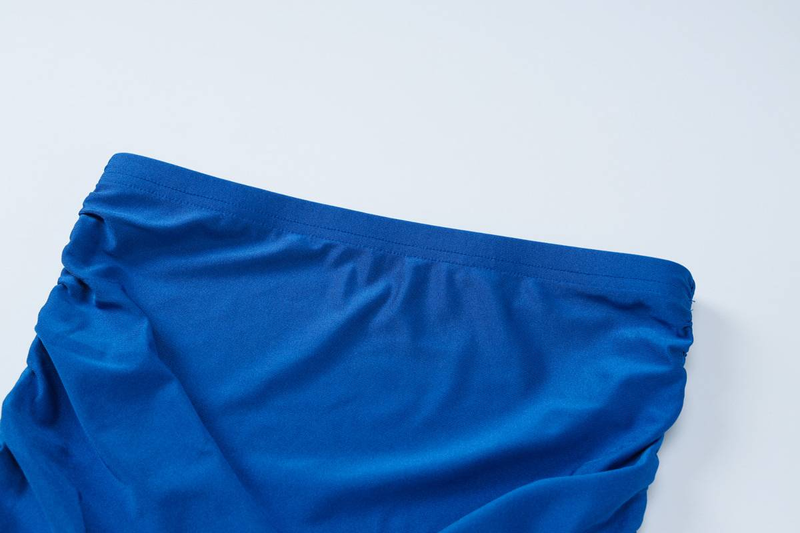 Yksivärinen seksikäs elegantti 2-osainen hamesarja, pitkähihainen, vartalonmyötäinen crop top ja rypytetty midi-hame, yhteensopiva sarja juhlaan, klubi- ja toimistokäyttöön_voghion.com