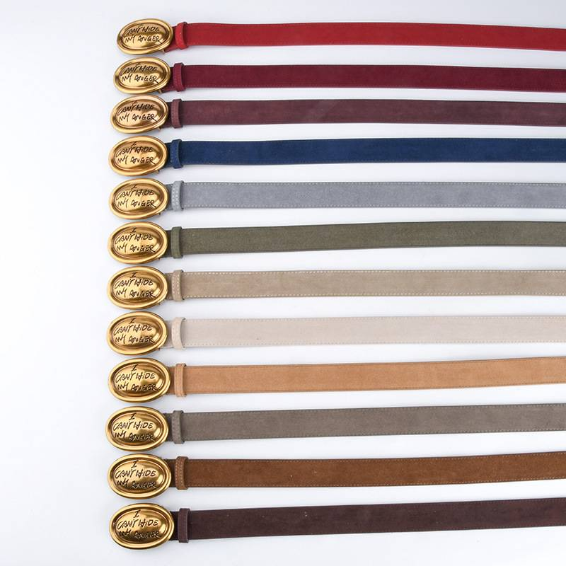 Oval English Leather Belt Women's Frosted Suede Premium Sense Hundred Pants Decorative Belt_voghion.com