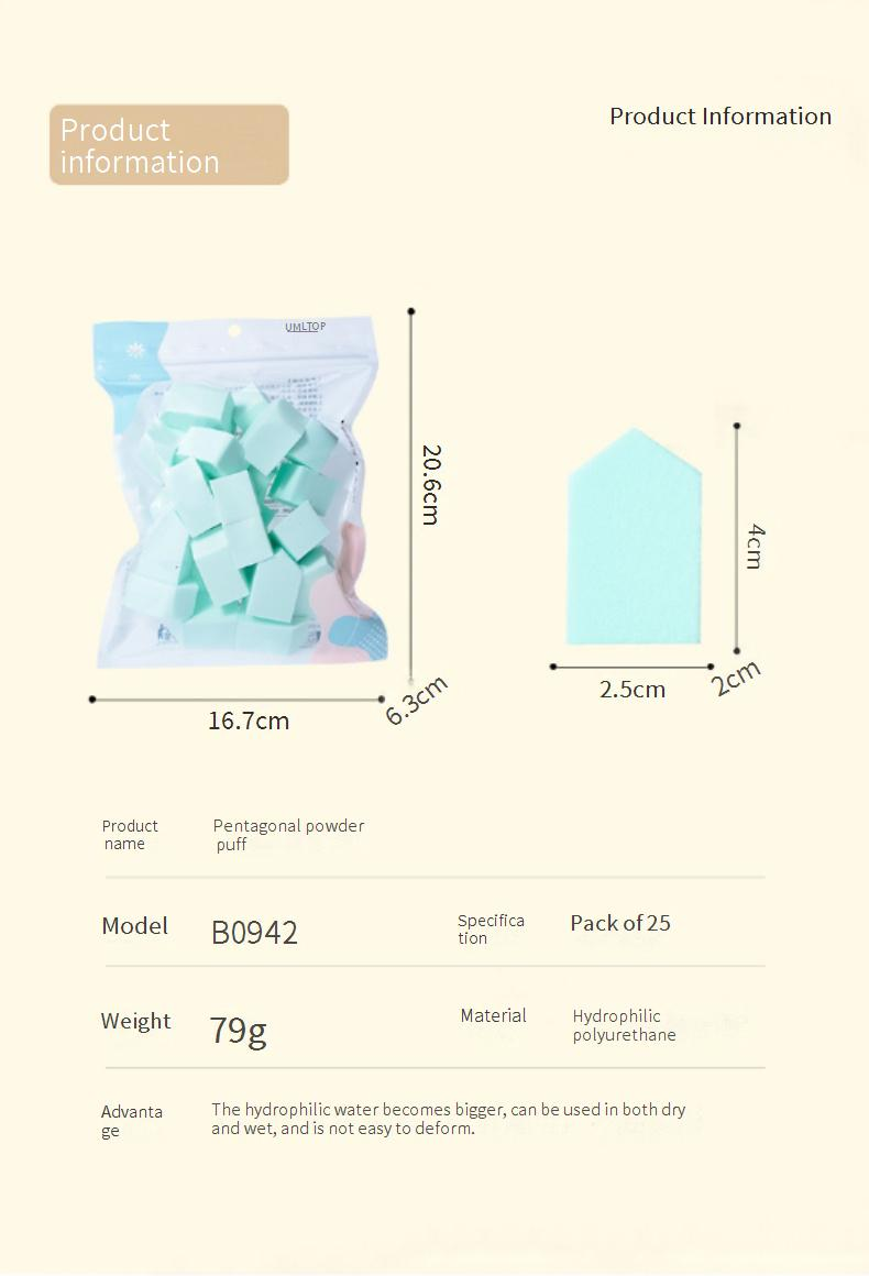 Wattepads Lamela Jelly Sponge Puderquaste Fünf-Ecken-Kleinhaus Nass- und Trocken-Wattepad mit doppeltem Verwendungszweck Beauty Egg Air Cushion BB Cream Puderquaste_voghion.com