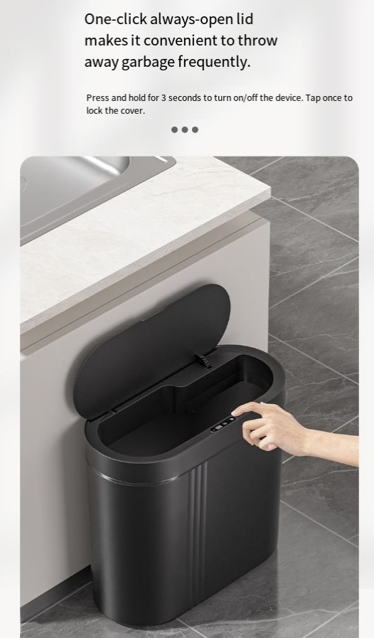 Papelera de inducción totalmente automática para el hogar, sala de estar, dormitorio, baño, espacio, papelera inteligente_voghion.com