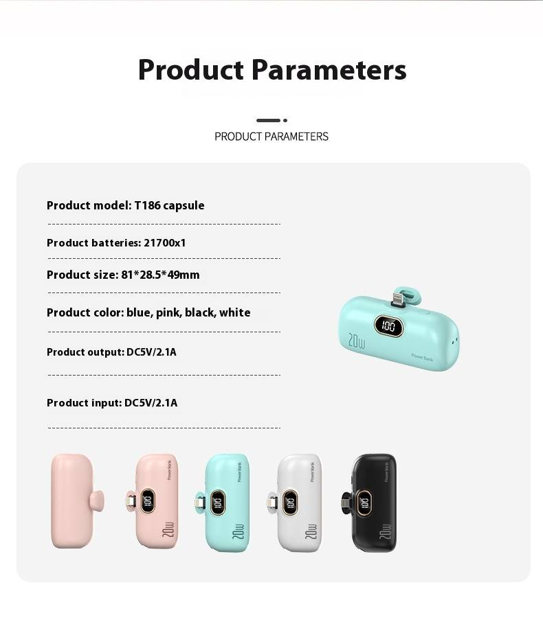Mini Capsule Power Bank - Ultra-Portable, Built-in Plug, Emergency Charger For Phones_voghion.com