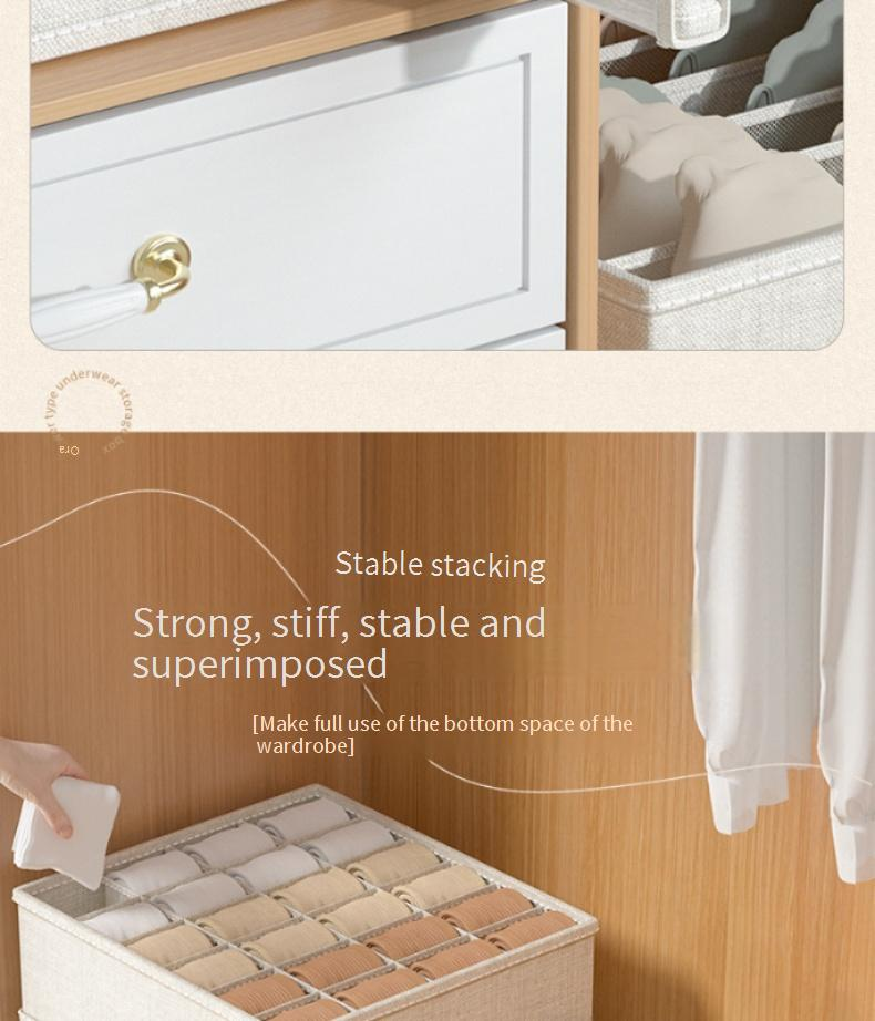 Organizador de ropa interior 3 en 1: gran capacidad para guardar sujetadores, bragas y calcetines con tapa antipolvo (divisores ajustables, diseño transparente y apilable)_voghion.com