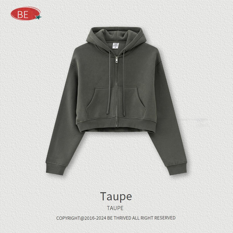 Retro-Hoodie mit Reißverschluss für Damen – Übergroßer, kurzer Pullover mit Fleecefutter, Streetwear-Freizeitjacke für Herbst und Winter_voghion.com