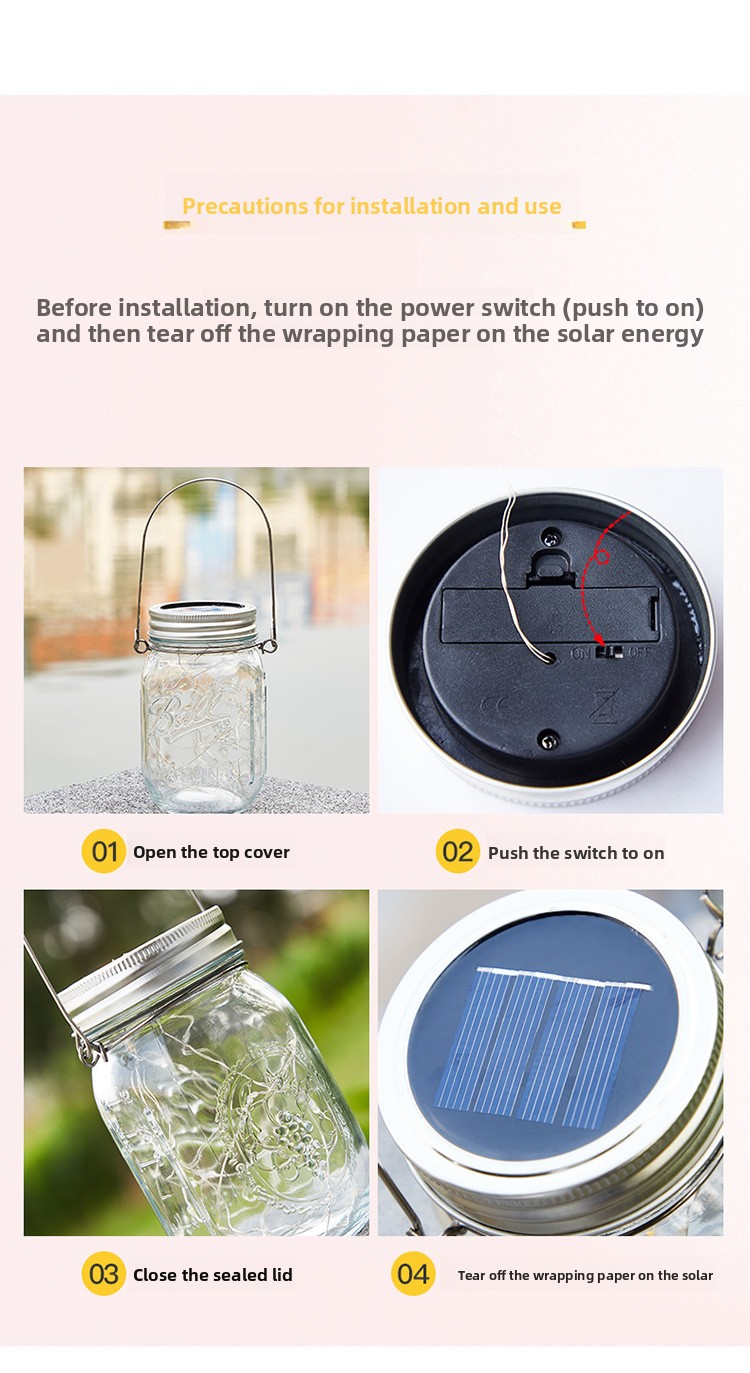 Solar Crackled Glass Mason Jar Lantern – Waterproof Outdoor Hanging Light With 30 LED Bulbs (Warm White/Color-Changing), IP55, 6-12H Auto Lighting_voghion.com