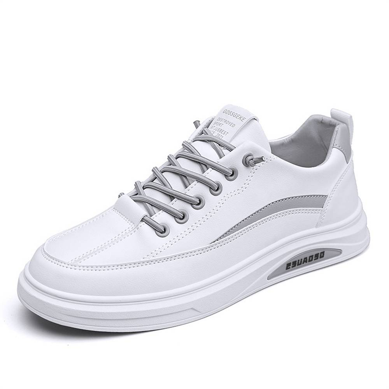 Fashion Sneakers Small White Shoes Jogging Shoes Men's Artificial PU Low Top Lace-Up Non-Slip Wear-Resistant Running Shoes_voghion.com