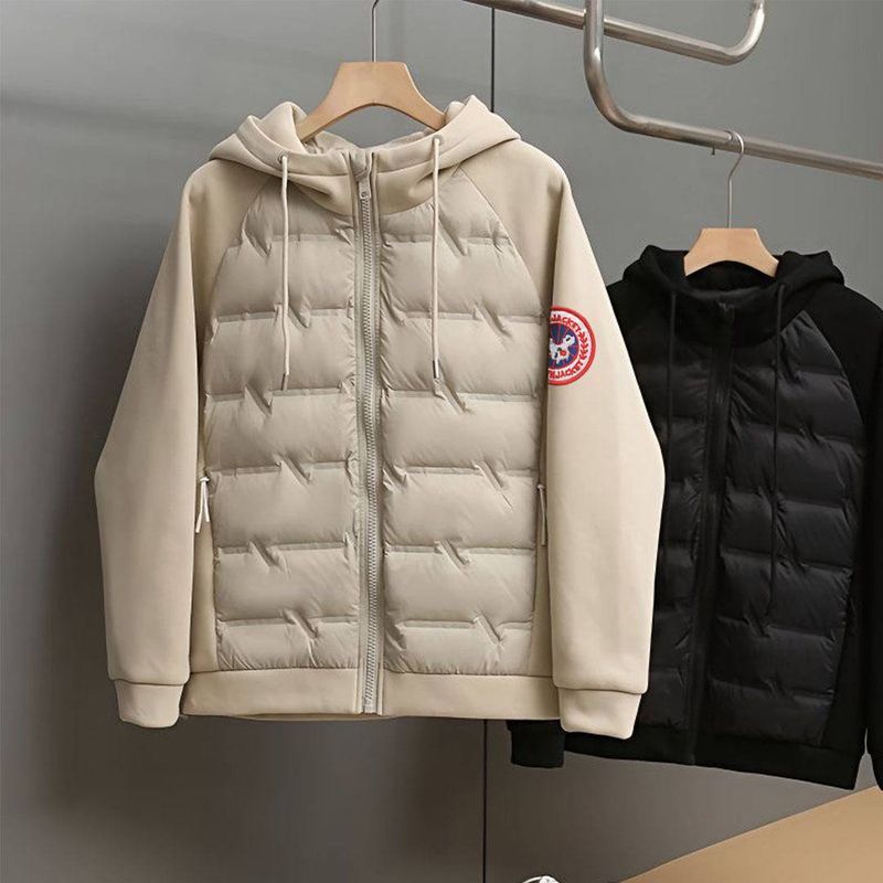 Ropa para hombre, 25 nuevas chaquetas de algodón con capucha, gruesas y cálidas, de alta calidad, con estampado de ganso grande, para otoño e invierno._voghion.com