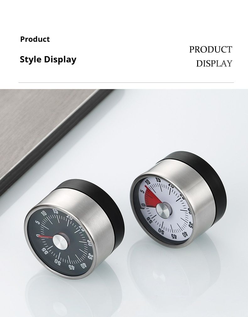 Modern Minimalist Mechanical Timer With Magnetic Base – Silent Visual Countdown For Kitchen, Study & Office (White/Black/Red, No Battery Needed)_voghion.com