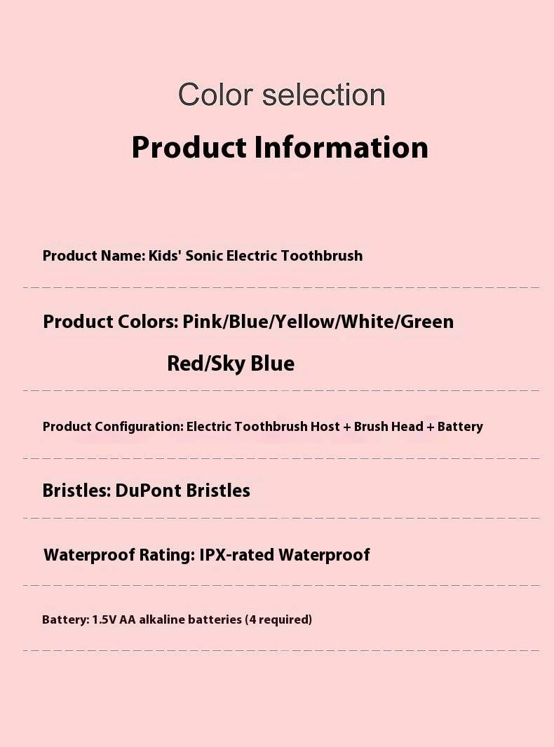 Spazzolino elettrico per bambini con 5 modalità, setole morbide, ricaricabile tramite USB e alimentato a batteria, divertenti disegni di animali_voghion.com