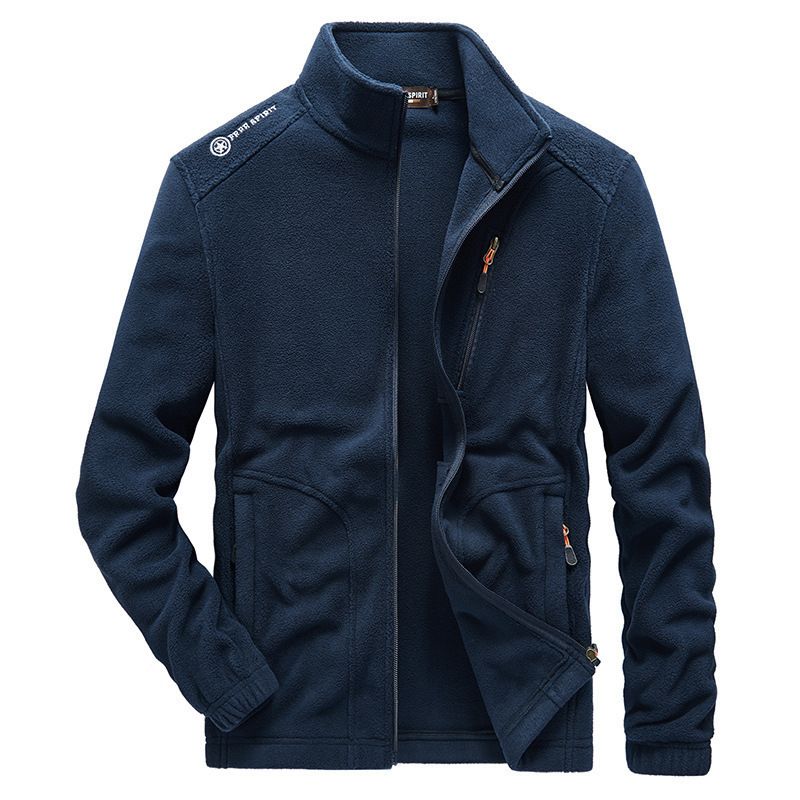 Herren-Fleecejacke, Winter, warm, dick gefüttert, Softshell-Mantel mit Stehkragen für Outdoor-Freizeitkleidung (Schwarz, Dunkelgrau, Olivgrün, Marineblau)_voghion.com