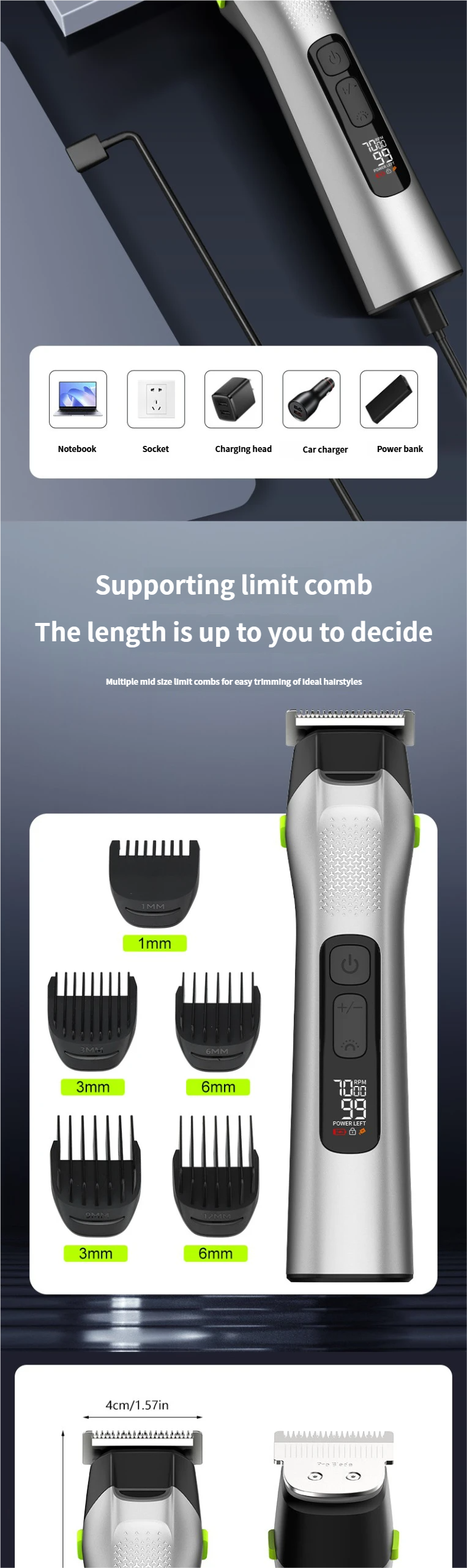 Tagliacapelli elettrico da uomo 5 in 1, tagliacapelli elettrico completamente impermeabile, tagliacapelli per il naso, rasoio e set da barba con luce_voghion.com
