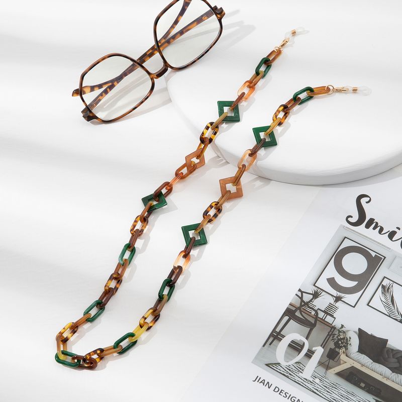 Fashionable Trendy Colorful Mixed Color Glasses Geometric Ring Buckle Hanging Chain Acrylic Resin_voghion.com
