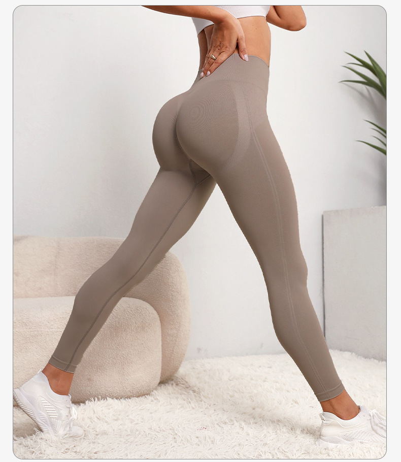 Damenbekleidung Hohe Taille Hüftheben Nahtlose Enge Schnelltrocknende Fitnesshose Oberbekleidung Laufsport Yogahose_voghion.com
